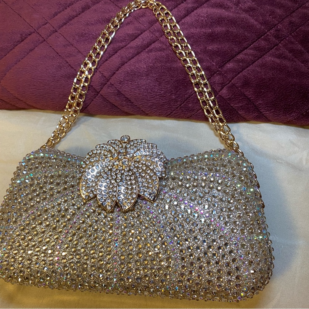 Elegant Gold Crystal Bag Statement Piece